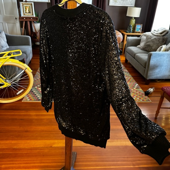 INC black sequin cardigan sz L - Picture 3 of 8